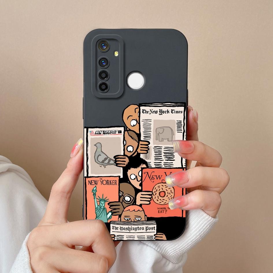 Für Oppo Realme Q3 Q3i V15 Q5i X2 X7 Q5 Q V13 A5 Pro F29 Handyhülle Pop-Etikettenmuster Weich Glatt Flüssigsilikon Linsenschutzhülle Für Oppo Hülle