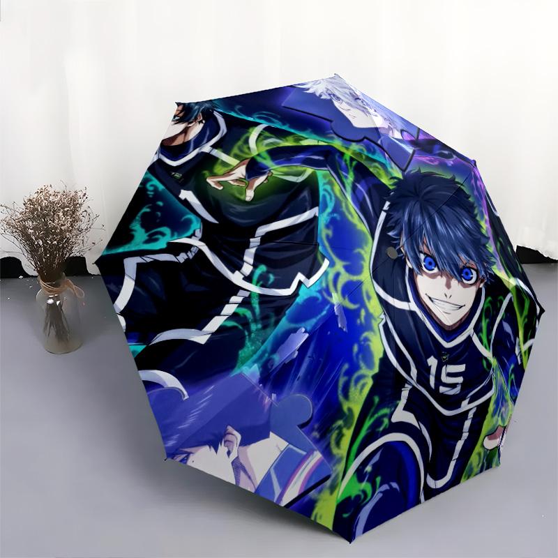 Blue Lock  Pattern, Automatic Folding Umbrella, Portable and Foldable Design, 8 Ribs, a Christmas or Birthday Gift.