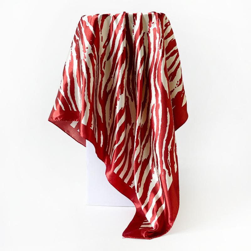 90cm silk scarf zebra pattern women's new arrival bag headscarf shawl artificial silk satin printing square scarf