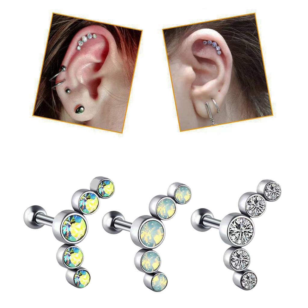 Boucle d'oreille cartilage hélix tragus élégante en acier inoxydable bijou de corps avec cristal tchèque accessoires d'oreille mode