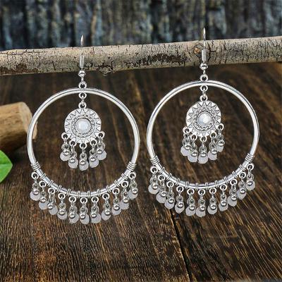 GemChic Women's New Vintage Round Hollow Sun Pendant Earrings Ethnic Fashion Hook Earrings Birthday Christmas Jewelry Gift
