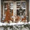 Home Decoration Tree and Deer Metal Garden Stake, Vintage Rustic Style Outdoor Yard Decorations,  Sculpture Ornaments Gift