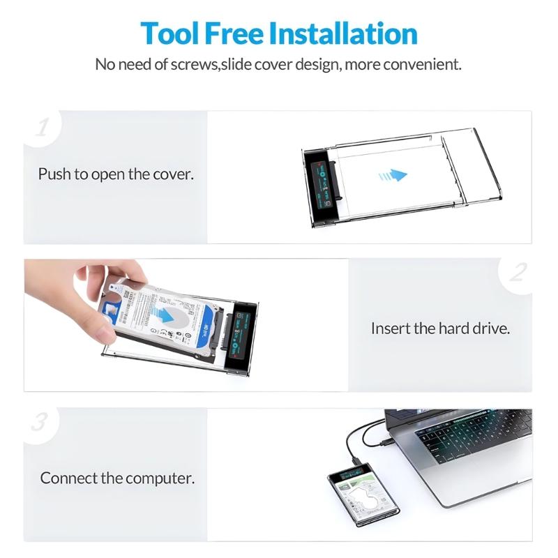 USB3.0 to SATA Hard Drive Enclosure Transparently Case For Hard Drive 2.5inch SSD Enclosure Case