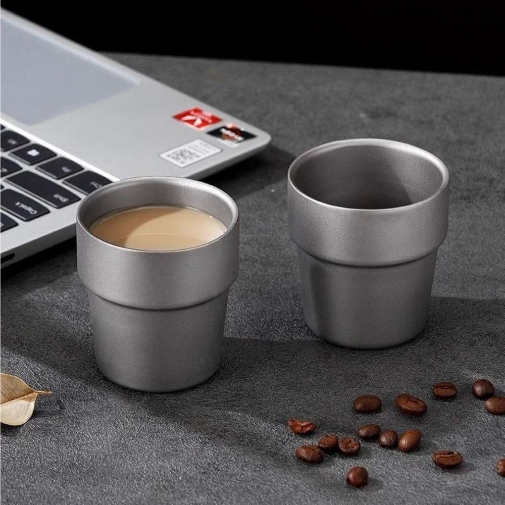 Double Wall Titanium Alloy Cup Lightweight Outdoor Drinking Cup Home or Outdoor