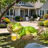 Hängende Froschfigur Harz Hängemattenfrosch Ornament Hält Bierkrug Garten Niedlicher Frosch