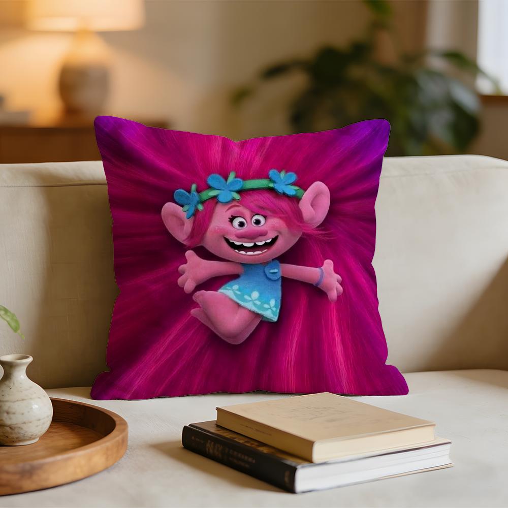 TTrollsS Cartoon Cushion Cover Short Plush Pillowcase for Bed Sofa Carwashable