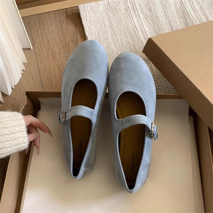 Spring Color~ 2025 New Daily Versatile Flat Shoes Round Head One-Word Band Ballet Mary Jane Shoes Women