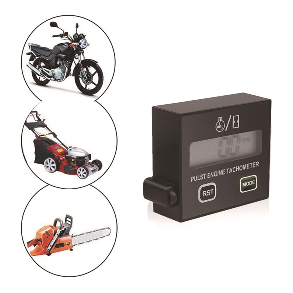 Inductive Hour Meter Waterproof Tachometer Digital Speedometer Replaceable Battery Tachometer for Mower Tractor Chainsaw