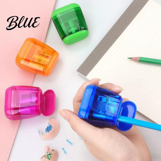 Back To School Stationery Supplies 5PCS Double Hole Pencil Sharpener with Lid Transparent Manual Lightweight for Pastel Pencils Handheld Sharpener,