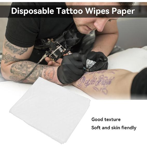 100pcs Disposable Tattoo Wipes Paper, Strong Water Absorption Cotton Tattoo Clean Skin Towels Tissue Tattoo Towels for Beauty Salon Home Use