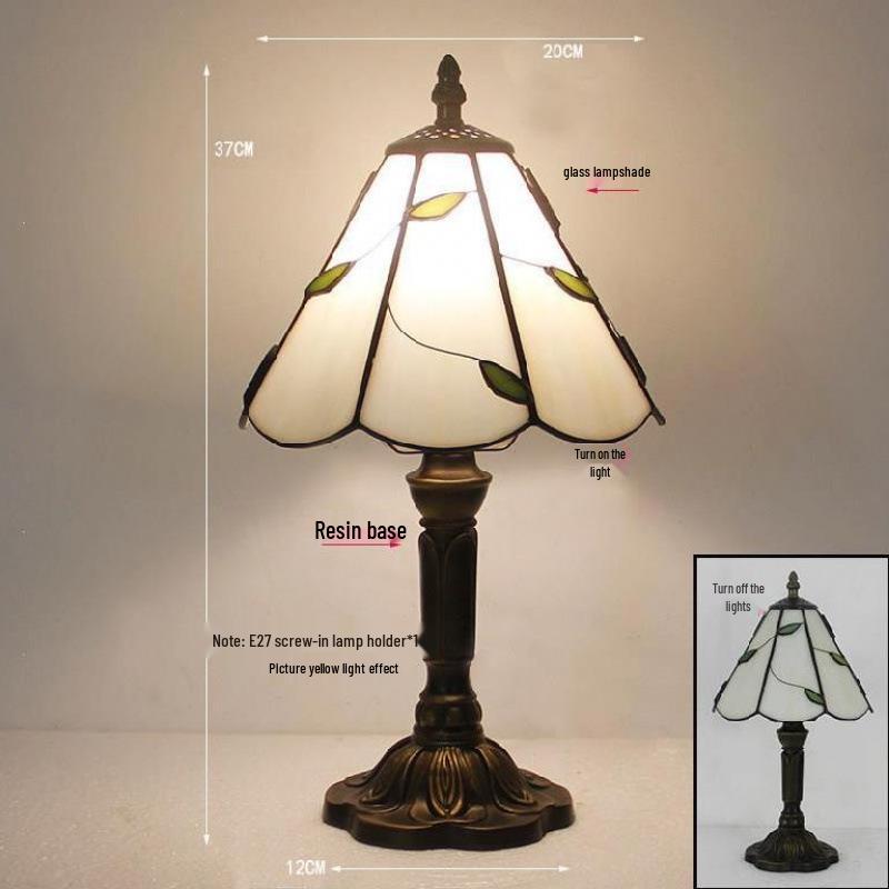 Retro Nostalgic Tiffany Bank Lamp for Living Room or Bedroom