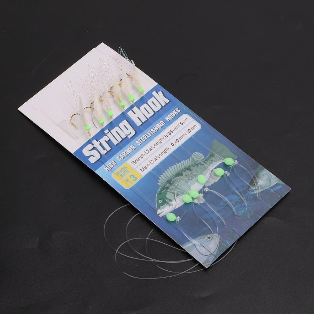 

5 Sets Soft Fish Skin Fishing Rigs with Luminous Beads Fishing Lure Rigs Big Fish Fishing 13#