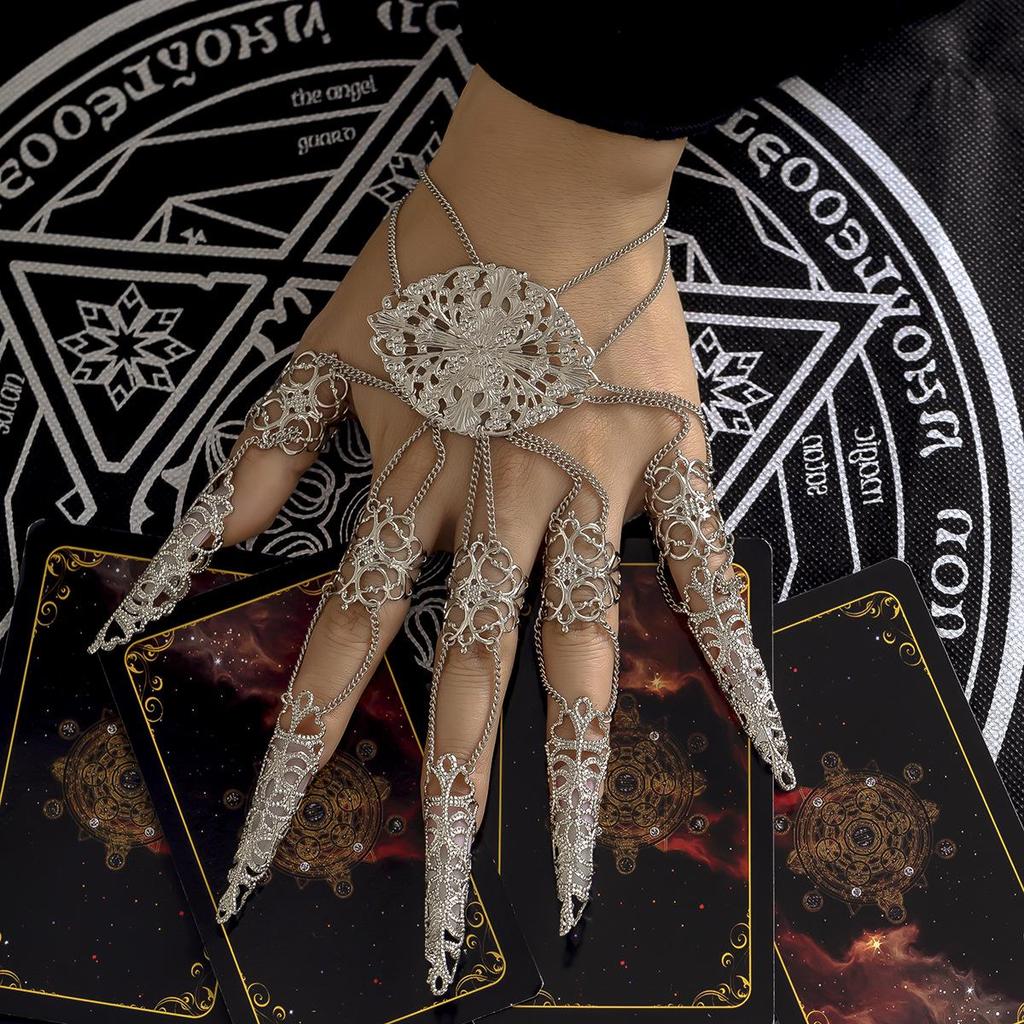 Punk Gothic Cone Tassel Finger Bracelet Hand Chain