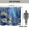 4pcs Blue And White Flower Bird Dream Window Printed Shower Curtain Set, Ring Multi Size, Decorative Bathroom Set Includes