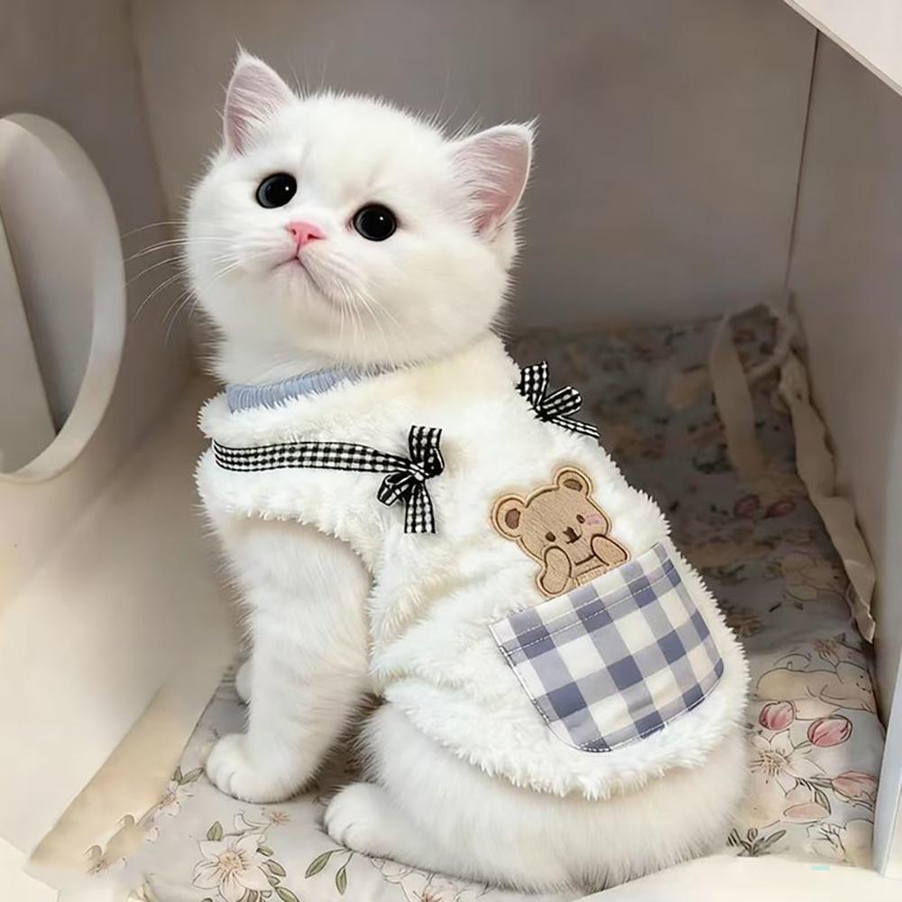 Cozy Plush Pet Vest - Warm Fleece Sleeveless Coat for Small Dogs & Cats, Indoor Outdoor Wear