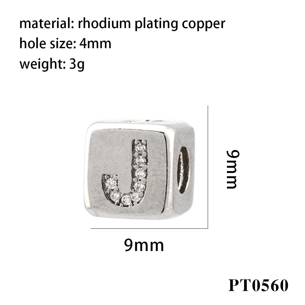 26 Letters Zirconia Inlaid Square Spacer Beads for DIY Bracelets, Necklaces & Pendants