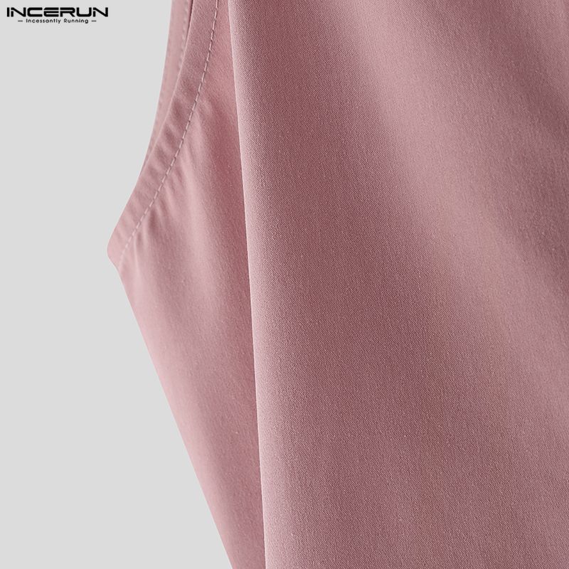 INCERUN Men Stand Neck Sleeveless Open Front Eyelet Casual Cosplay Long Vest Cardigan
