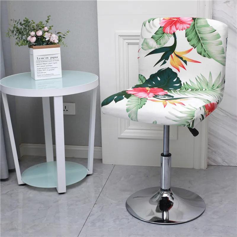 Flower Bar Stool Chair Cover Low Back Chair Slipcovers Spandex Seat Case Elastic Office Chair Cover Dining Seat Protector