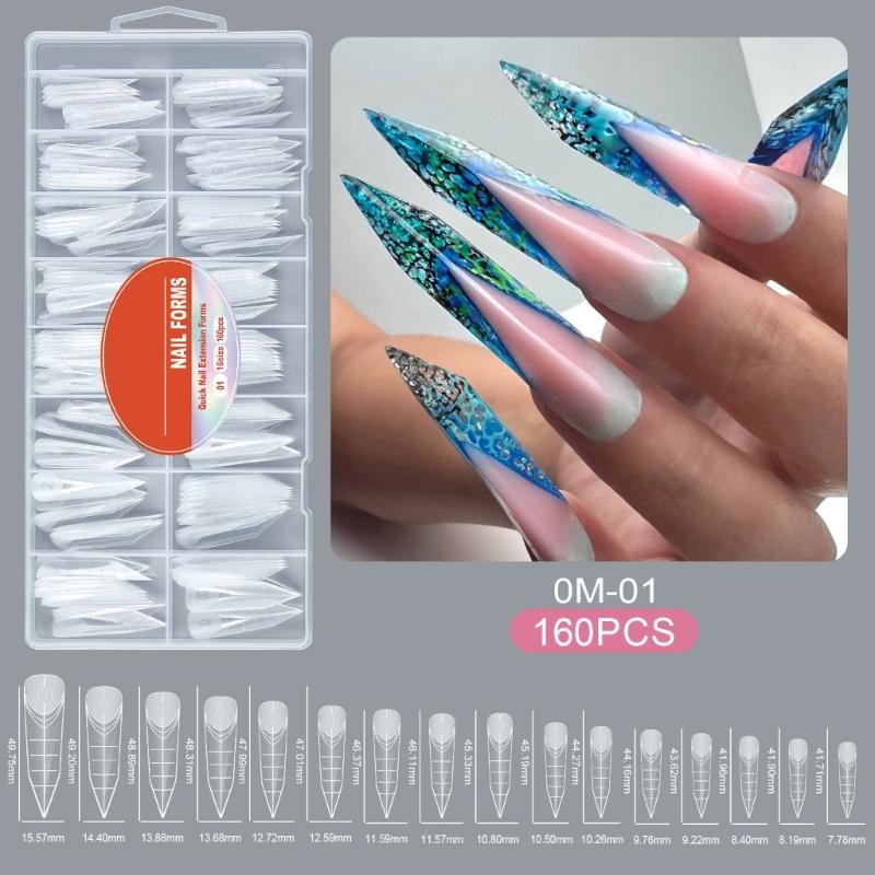 160Pcs Nail Extension Natural Fit Clear Nail Forms With Multiple Sizes For Perfect Nail Extension Comfort And Easy Use