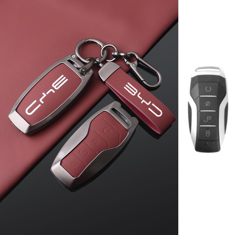 Zinc Alloy Leather Car Key Case Byd Song Plus Atto 3 Han Ev Tang Dm Qin Yin Dolphin Key Holder Car Key Case