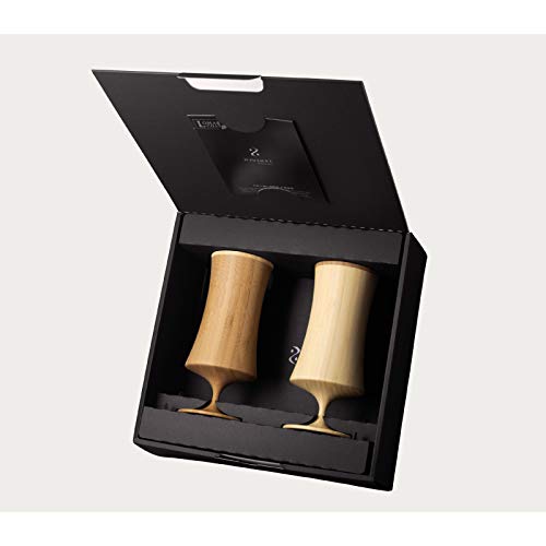 RIVERET Vessel Night Beer Glasses, Large, 250ml, Pair, Bamboo, Dishwasher Safe, White/Brown, RV-128WB