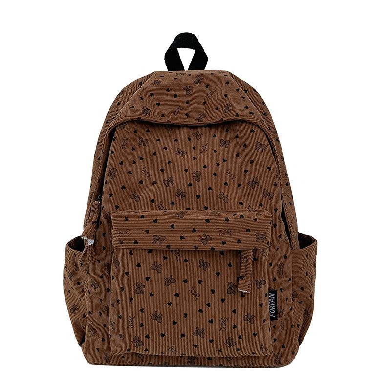 Schoolbag corduroy schoolbag junior high school girls college students autumn and winter backpack women travel lightweight 1011 new niche backpack