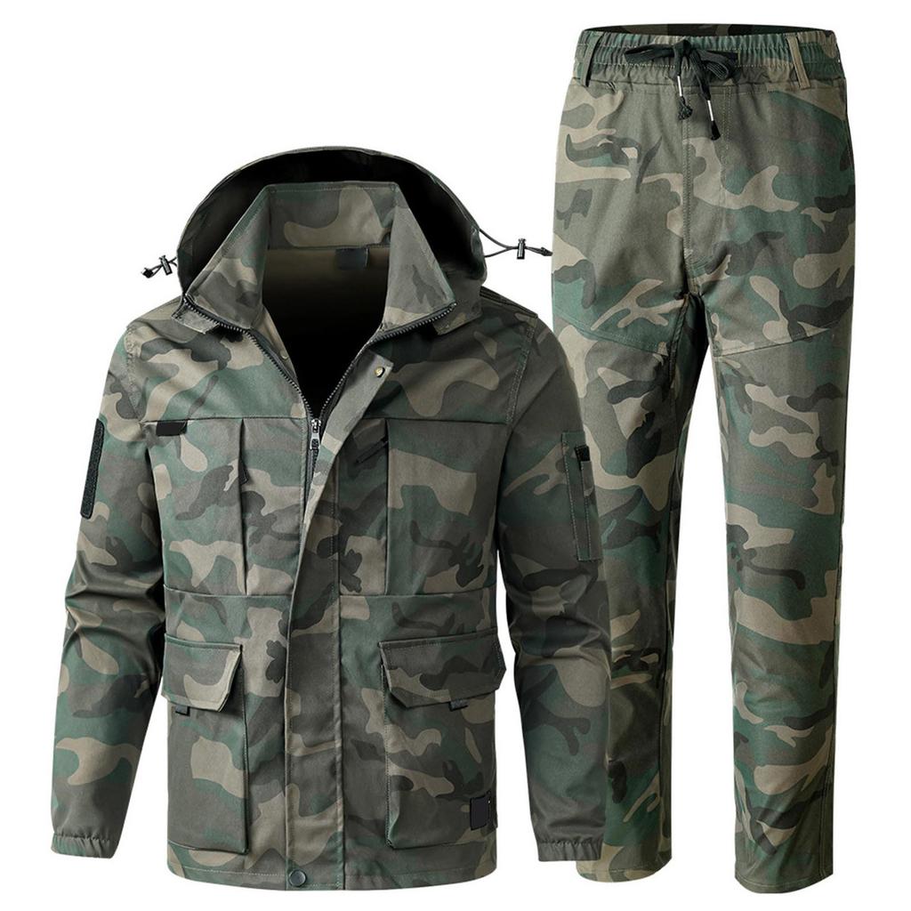 Men's  Jacket Suit  Men's Workwear  Wear Resistant Camouflage Suit  Hooded Training Suit  Mountaineering Outdoor Suit