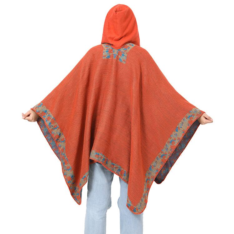 Bohemian Shawl Woven Cape Women Hooded Warm Wear Photo Outside The Cape