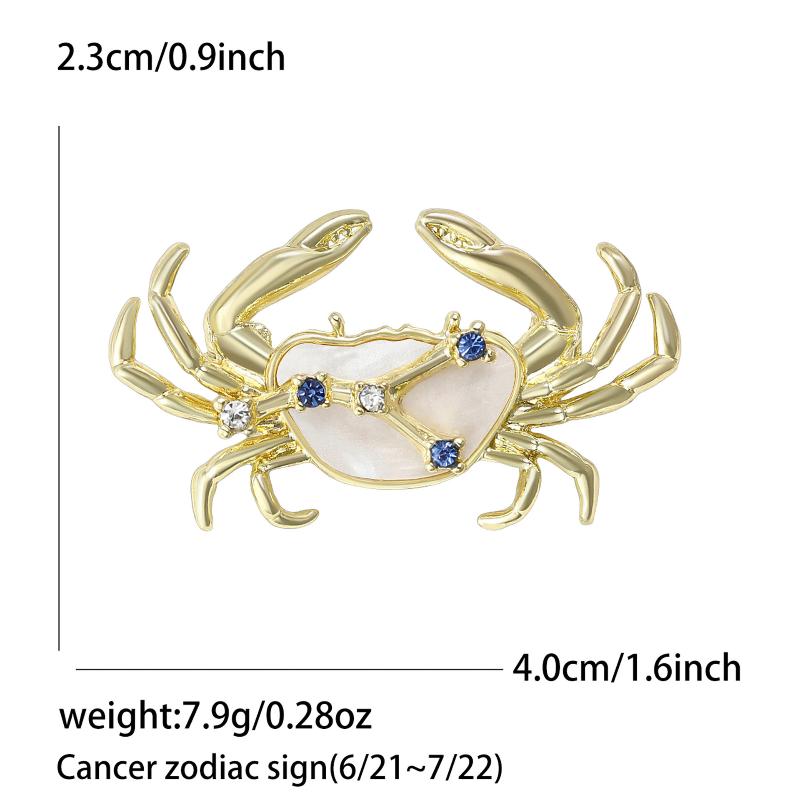 1 Piece Elegant Zodiac Jewelry Accessory Creative Animal Cancer  Star Crab Brooch Pins For Men And Women Gift