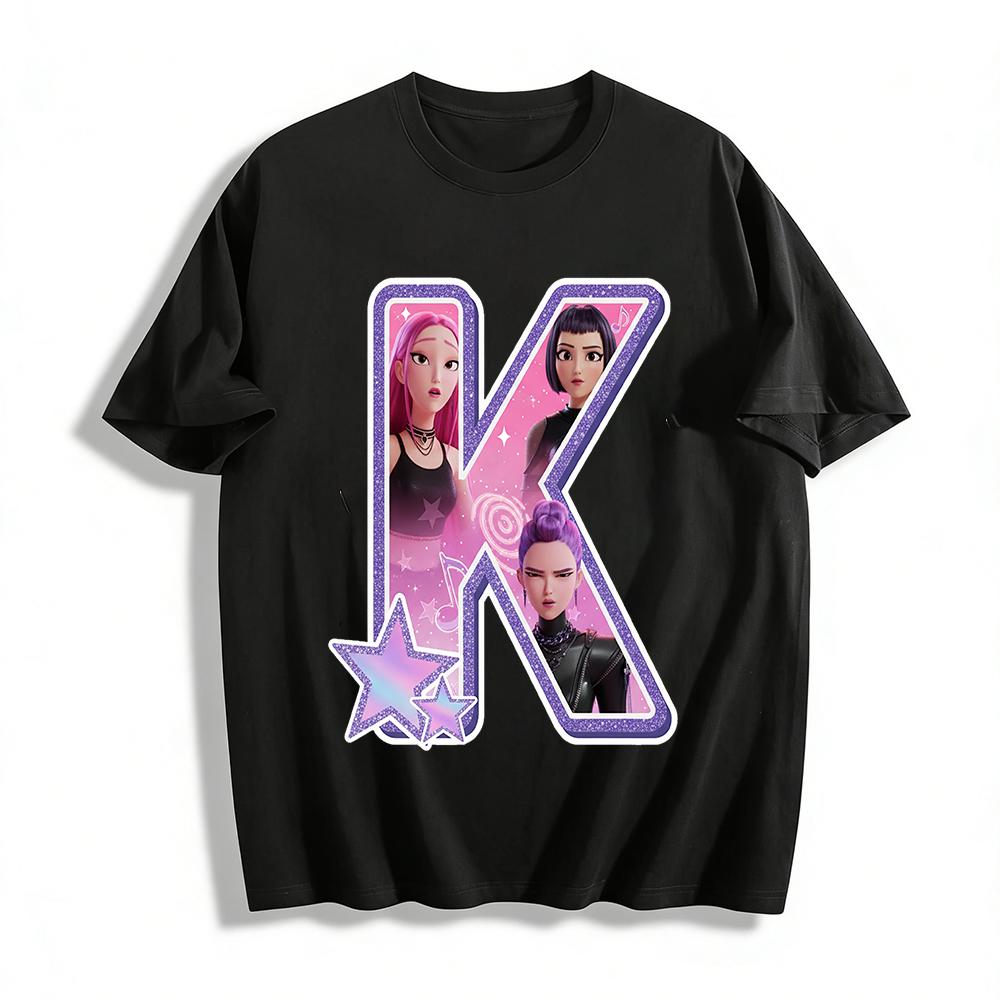 

Cool K-Pop Style Girl Group Print T-Shirt Trendy Casual Breathable Top for Teens & Young Adults Pure cotton T-shirt XXS