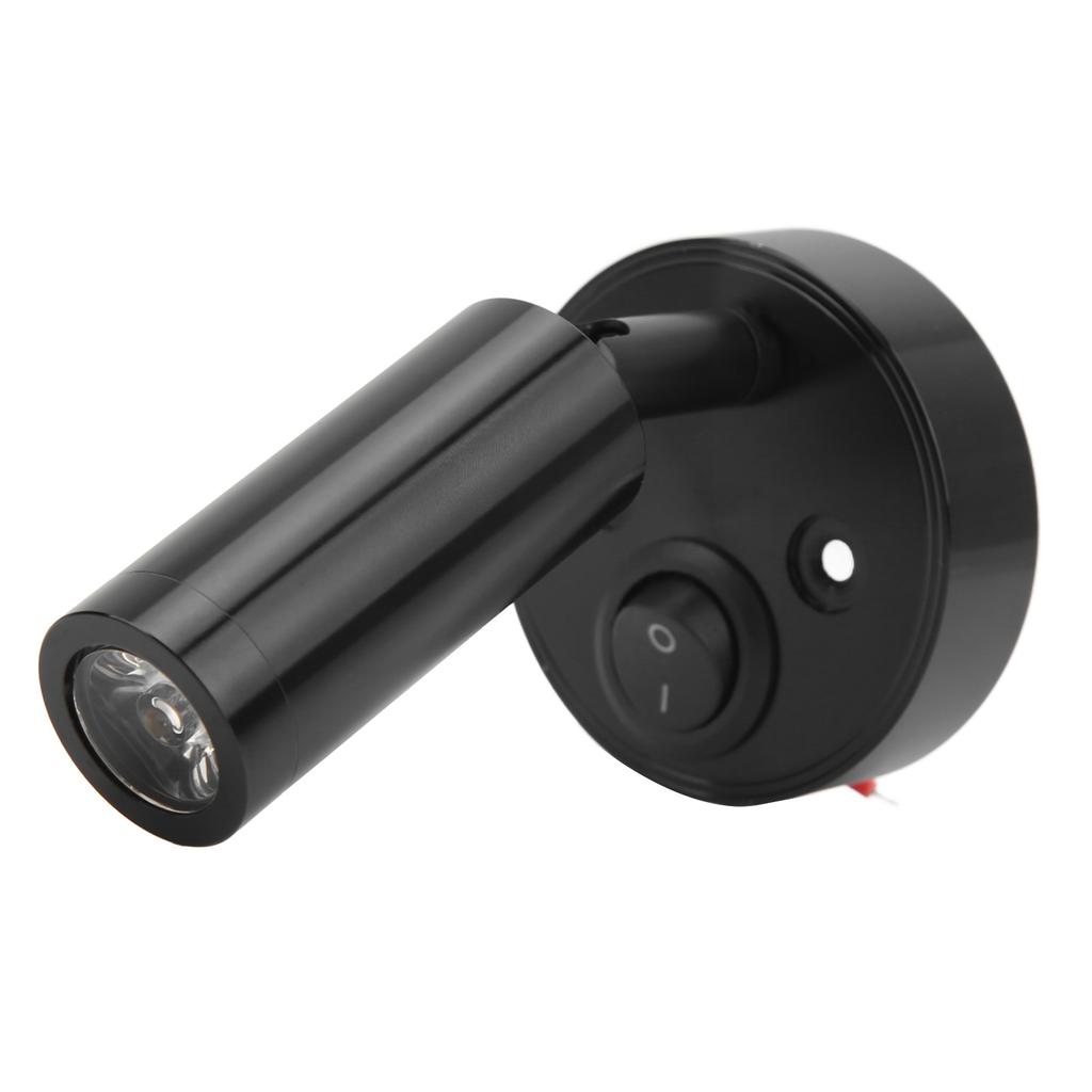 12‑24V 3W LED Reading Light Bedroom Bedside Lamp Chrome Aluminum Alloy for Boat RV SUV Trailer Black Warm White