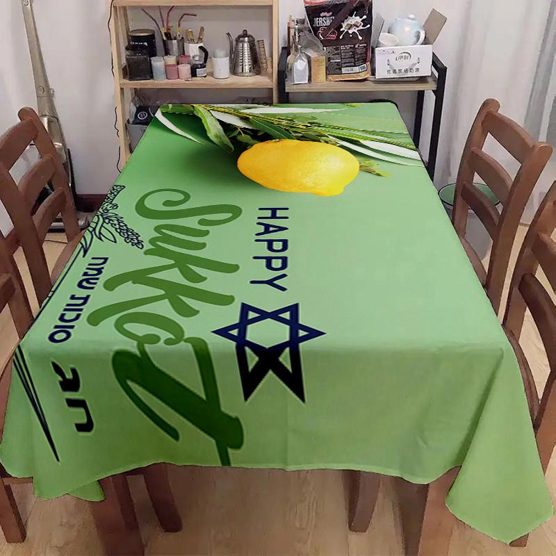 Happy Jewish Holiday Rectangle Tablecloth for Table Decor Kitchen Dining Waterproof Reusable Table Cloth for Tables Dining Room