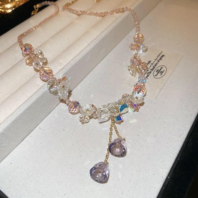 Natural Stone Necklace Sweet Dopamine Pearl Baroque Necklace Simple Collarbone Chain Fashionable Temperament Accessory