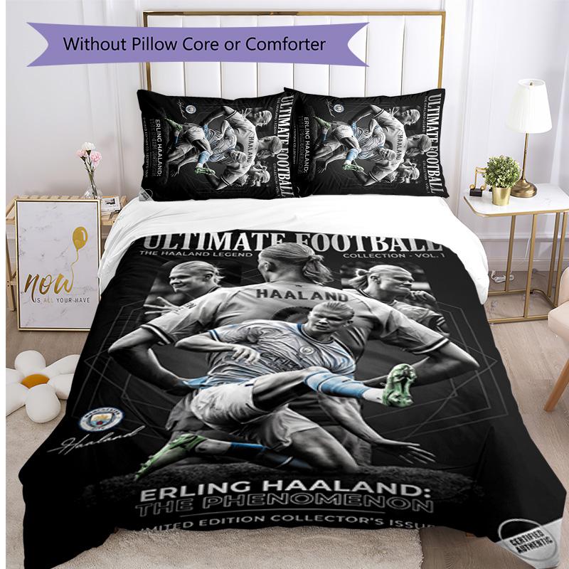Set Biancheria da Letto 3 Pezzi Stampato Erling Haaland Traspirante Copripiumino con Federe Biancheria da Letto Decorativa per Camera da Letto Casa