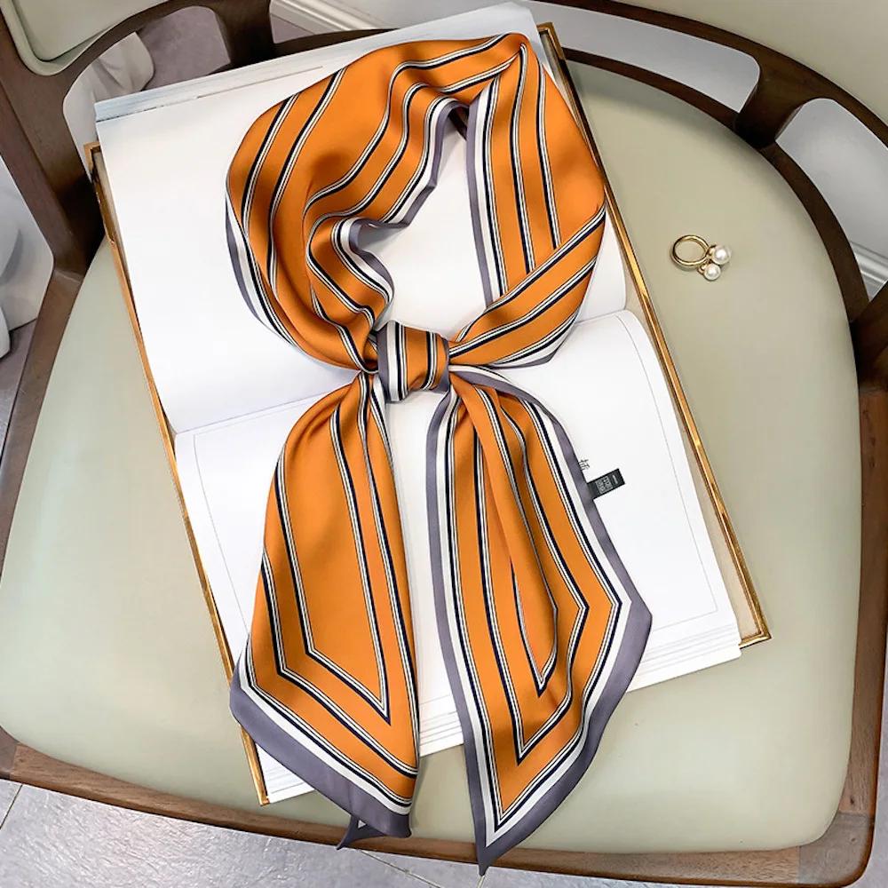 Long Silk Scarf Bag Tie Lady Neck Skinny Scarves Hairband Foulard Horse Print Brand Lady Neckerchief Ribbon  Spring New