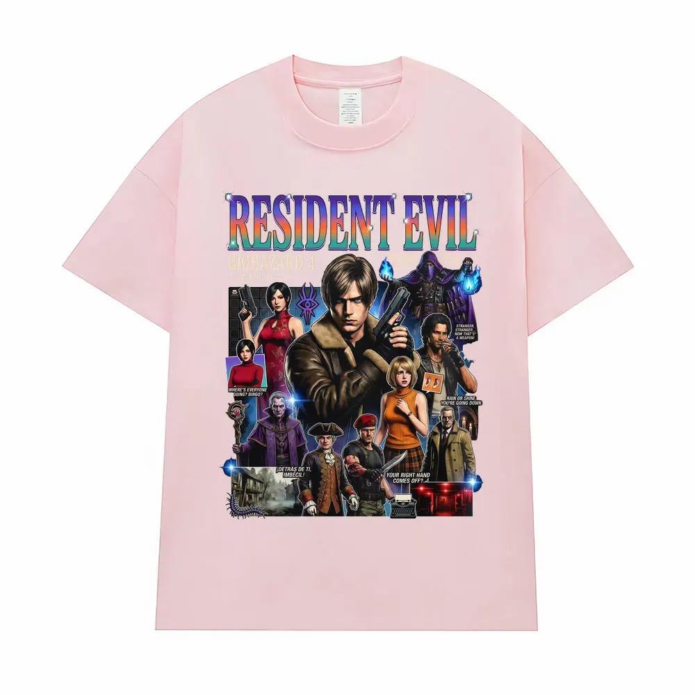 Resident Evil 4 Biohazard Full Character Collage Graphic Oversized T-Shirt Retro Horror Game Streetwear Women And Men T-shirts