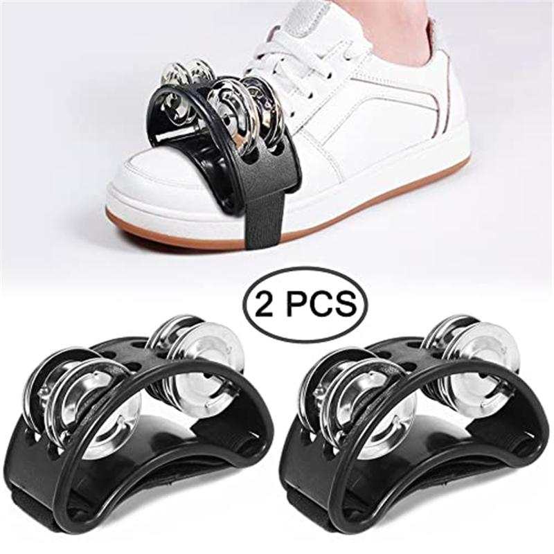 2PC Elliptical Drum Companion Hand Foot Jingle Drum Children Musical Educational Tambourine Percussion Instruments For KTV Party