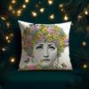 Women Anime Art Pillow Case Natural Linen Organic Fabric Double-Sided Printing Breathable Perfect For Home Decor