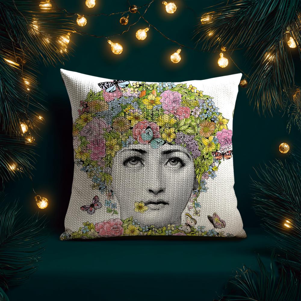 Women Anime Art Pillow Case Natural Linen Organic Fabric Double-Sided Printing Breathable Perfect For Home Decor
