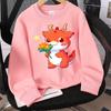 Kids Crewneck Sweatshirt, Cute Orange Dragon Holding Flowers Print, Soft Casual Pullover for Fall Winter