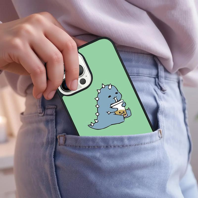 Dinosaur Couple Cat Pinch Face Phone Case For iPhone 17 Air 15 16e 14 13 Pro Max Coque 12 11 Pro Max PLUS Cover