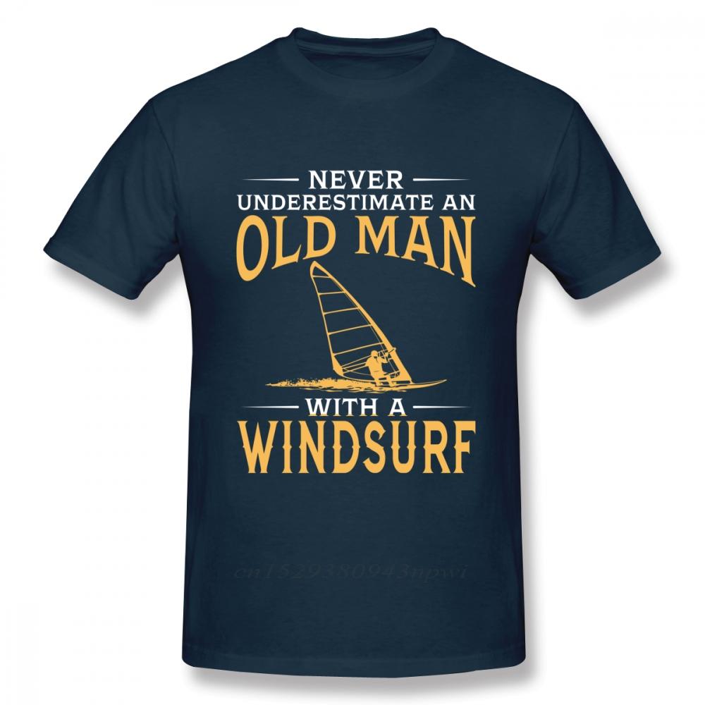 Never Underestimate An Old Man With A Windsurf T Shirt Boy Vintage TShirt Fashion New Arrival Casual