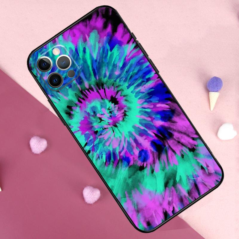 Rainbow Spiral Tie Dye Phone Case For iPhone 17 Pro Max 11 14 15 16 Pro Max Plus 13 12 Mini 16e 17 Air Back Cover
