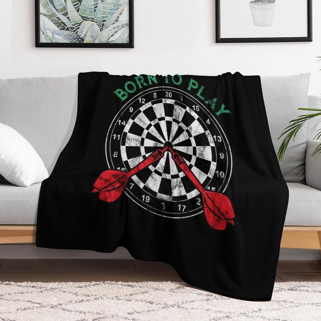 Born To Play Darts Throw Blanket Warm Throw Blanket Gift for Anniversary