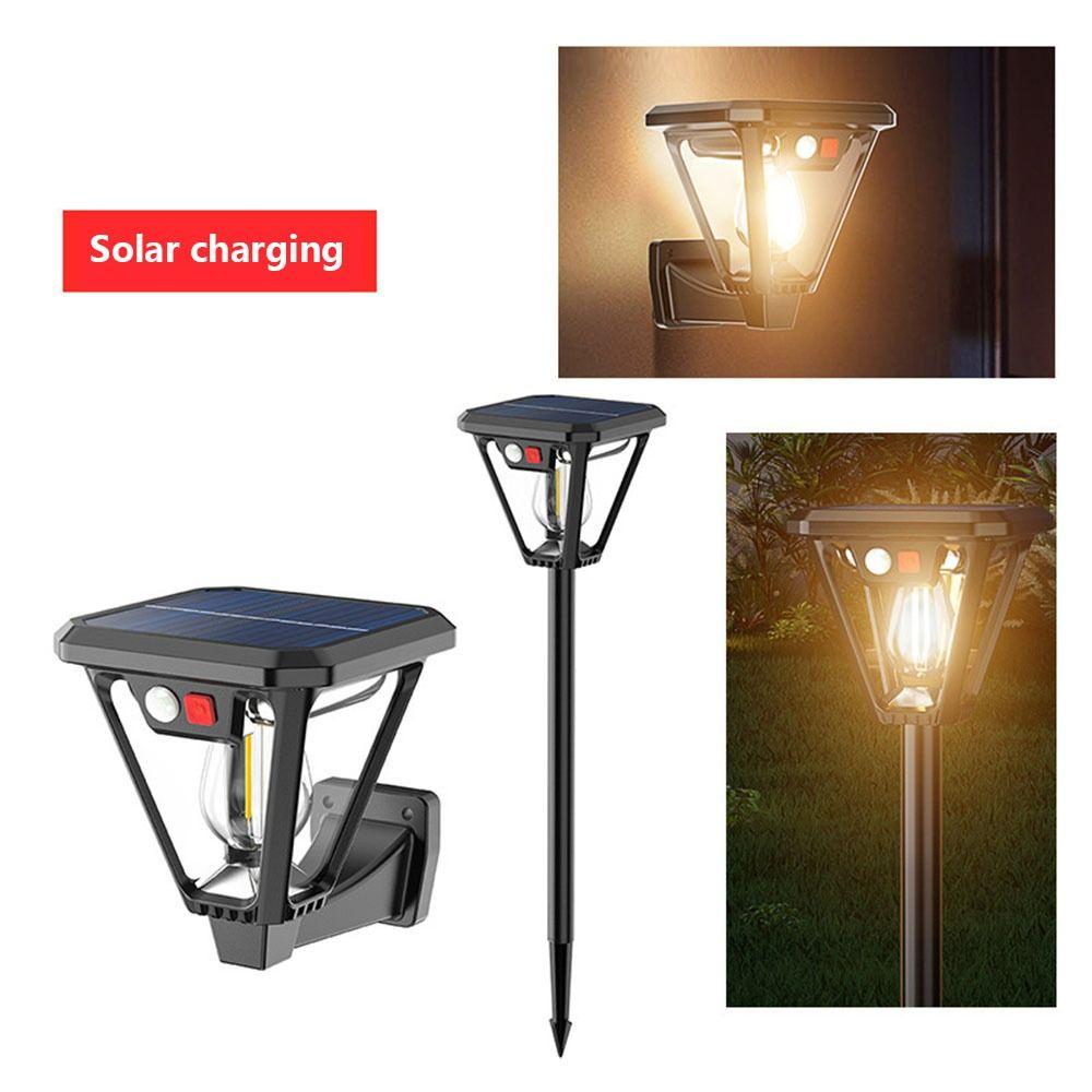 2IN1 Solar Tungsten Lights Tungsten Light Bulb Motion Sensor Courtyard Wall Lamp 3 Modes Waterproof Solar Fence Lights Camping