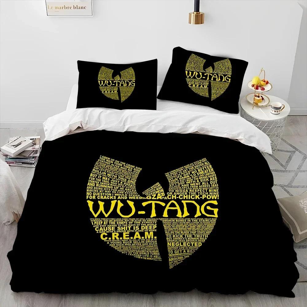 

3D Wu T-TANG Clans Series Знак Набір постільної білизни з ковдрою, Підковдра Набір для ліжка Ковдра Наволочка, Набір постільної білизни розміру кінг/квін для дітей US Twin 172x218cm