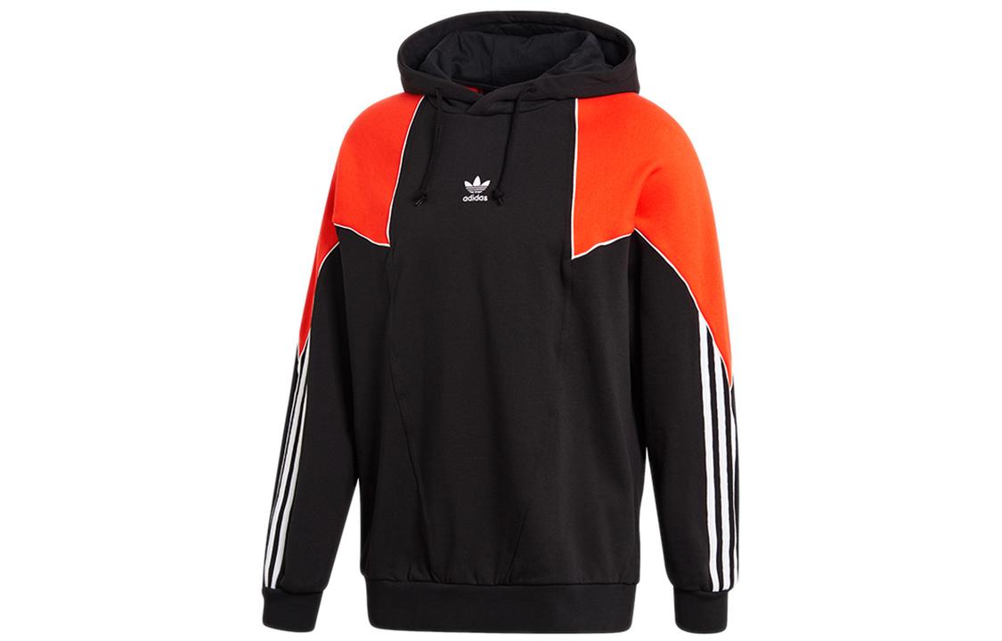 Adidas Originals Big Trefoil Abstract Sweatshirts Men s Black Orange Hooded Moderate Regular GE0868 XS