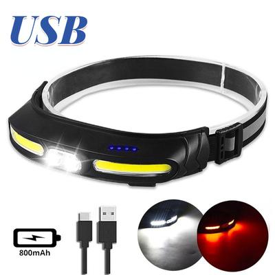Nuova lampada frontale a LED Faro COB Potente torcia frontale Lanterna da pesca da campeggio ricaricabile tramite USB Ampia gamma di illuminazione