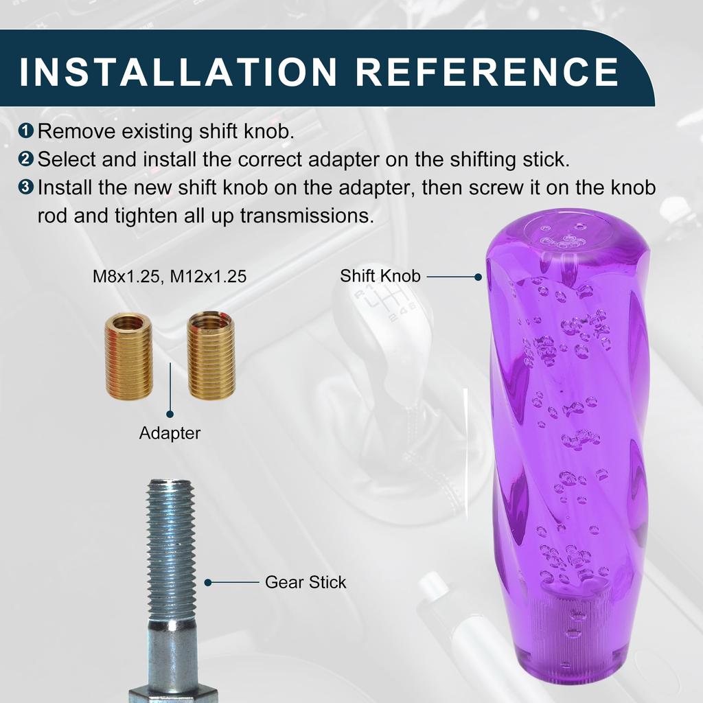 TUCKBOLD Front Car Shift Knob 15cm Purple with 3 Adapters