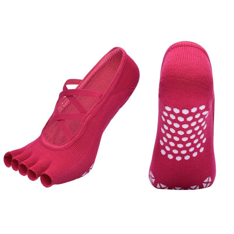 

Yoga Socks Non Slip Professional Female Toe Socks Room Socks Adult Open Toe Yoga Non-Slip Socks Pilates Socks T6-Rose Red